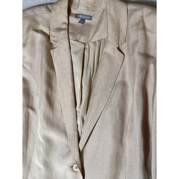 Jessica London Women’s 24W Blazer Jacket Beige Linen Blend Plus Size Career Work - Picture 7 of 12